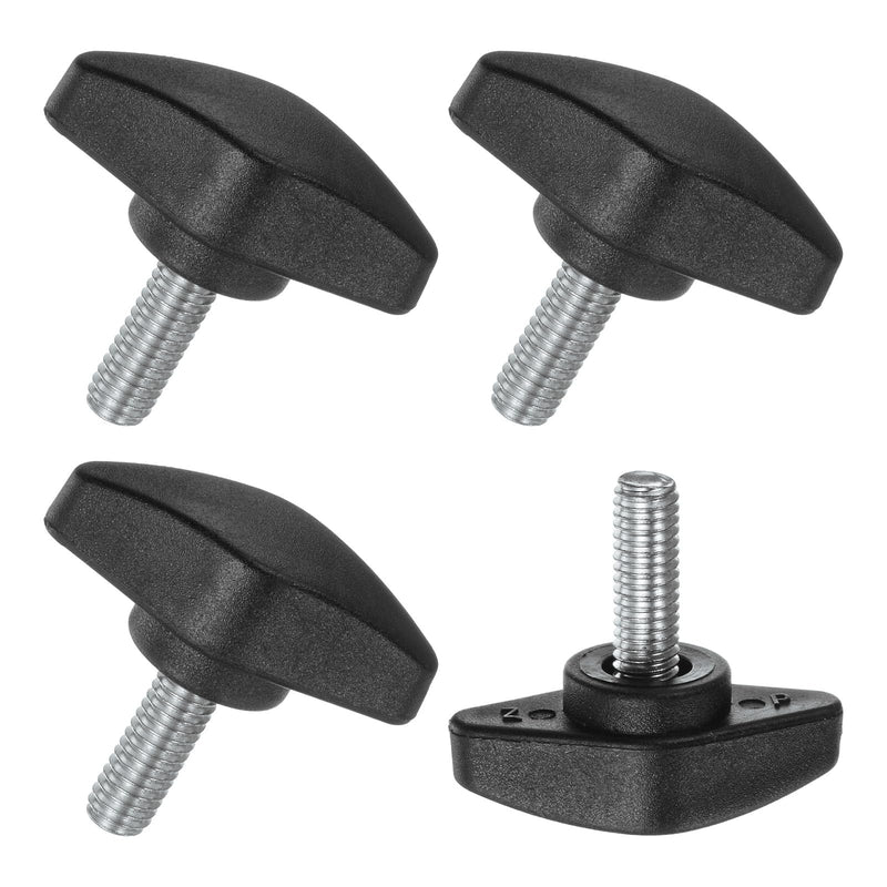 4-Pack Thumb Screws, M6x16mm Tee Wing Knobs, Plastic T Handles Clamping Knob for Woodworking/Machinery/Equipment, Tightening Thread Thumbscrew [Black] 4
