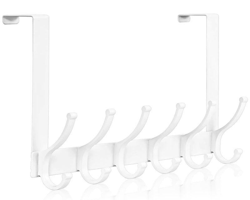 Over The Door Hooks, Over The Door Hanger Hook, Over The Door Towel Rack for Bathroom, Door Towel Hanger for Hanging Coats Hats (1Pack，White) 1 White