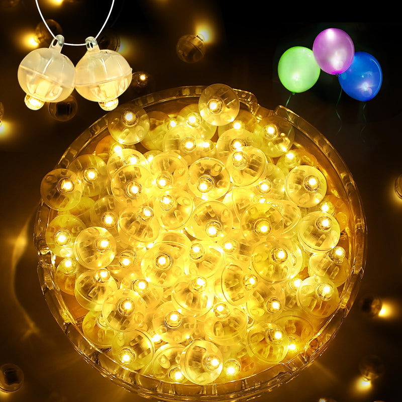 ZGWJ 100PCs Mini Led Lights Comes with a Lanyard, Balloons Light for Party Decorations,Paper Lantern,Easter Eggs,Birthday Party,Halloween Christmas Decoration(Glow steadily Warm White) 100P With Rope Glow steadily Warm White