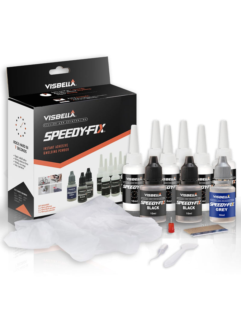 7 Seconds Speedy Fix Strong Instant Adhesive & Filling Powders Reinforcing Waterproof Super Repair Glue Fix for Metal Surfaces & Hard Plastic Products (Black&Grey 9PC) Black&Grey 9PC