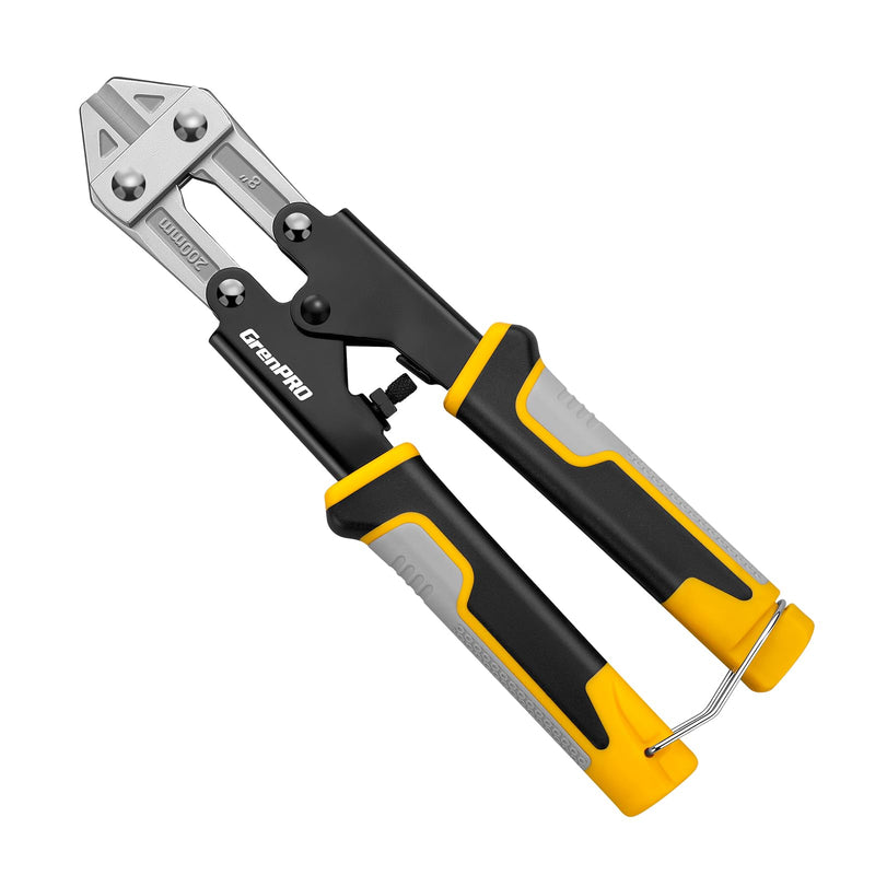 Mini Bolt Cutter 8 Inch, Small Wire Cable Cutter Heavy Duty with Ergonomic Handle Grip,Spring Loaded Snips Clippers CR-V Steel, Sharpened Cutting Edge for Wire, Cables, Chains, Small Screws