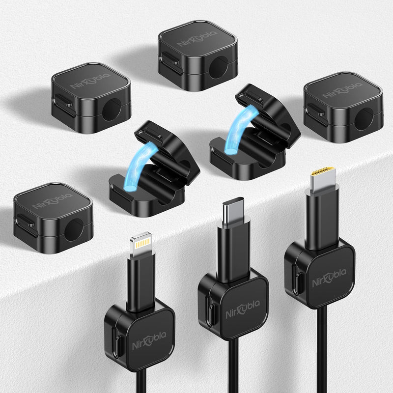 [9 Pack] Magnetic Cable Clips, Easy to Adjust, Enhanced Adhesive Wire Organizer, Desk Cable Management, Mini Holder for Wire Or Cable Clips for Home, Office, Car, Desk, Nightstand (Black-9 Pack) Black-9 Pack