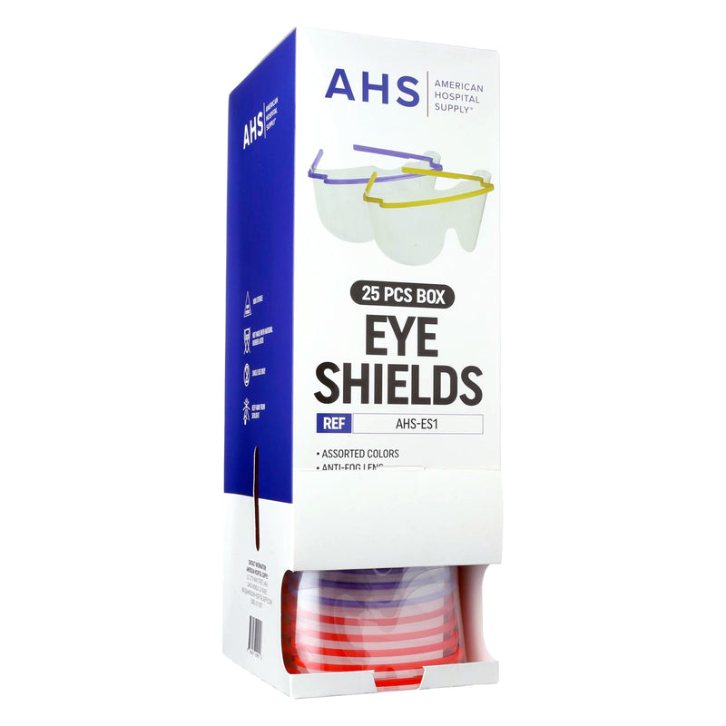 American Hospital Supply Eye Shield Glasses, Pre-Assembled Protective Eyewear PPE for Hospitals & Medical Use, Lightweight Eye Protection Frame, Box of 25 Eye Shields Only - Box of 25