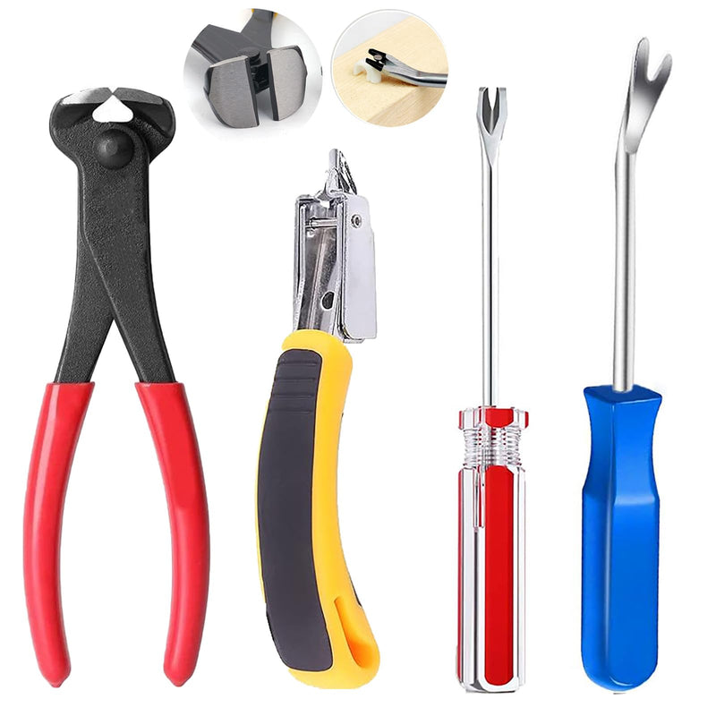 4pcs Upholstery Staple Remover Tool,Nail Remover Tool With Nail Puller Pliers Tack Puller, Staple Remover,Staple Puller Remove Nails From Furniture Floor Wall Wooden Case Picture Frame 1