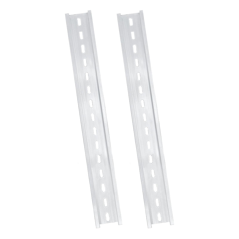 Silver Aluminum Rails, 2 Pack, 300mm Long x 35mm Wide x 7.5mm High, Ideal for Industrial Control Panels and Telecommunications Equipment