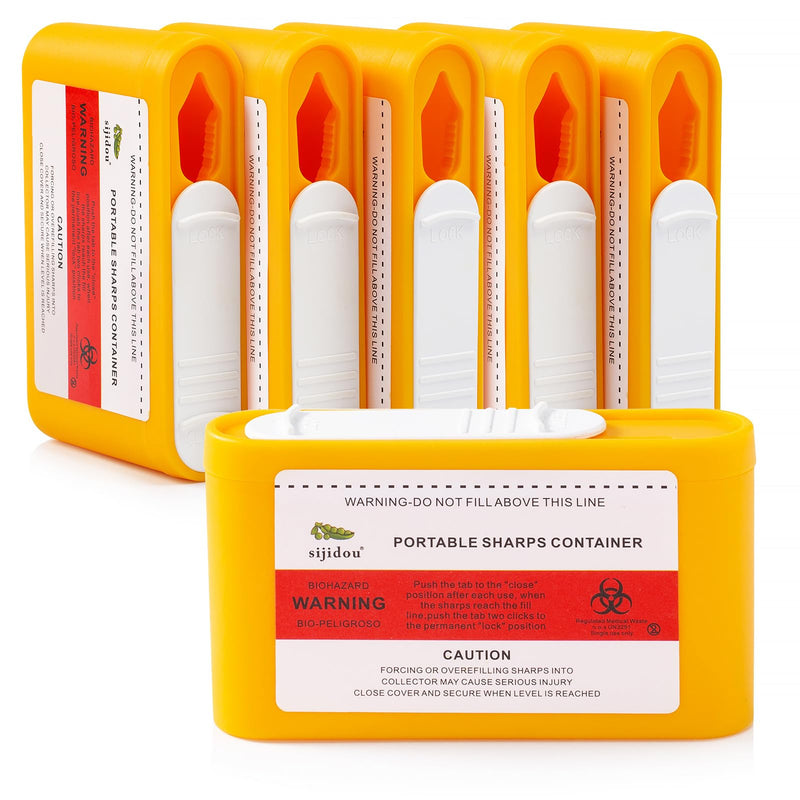 Portable Sharps Container Designed for Safe and Easy Disposal of Insulin Needles, Pen Needles, and Other Medical Sharps While Traveling Or at Home (6 Piece) 6