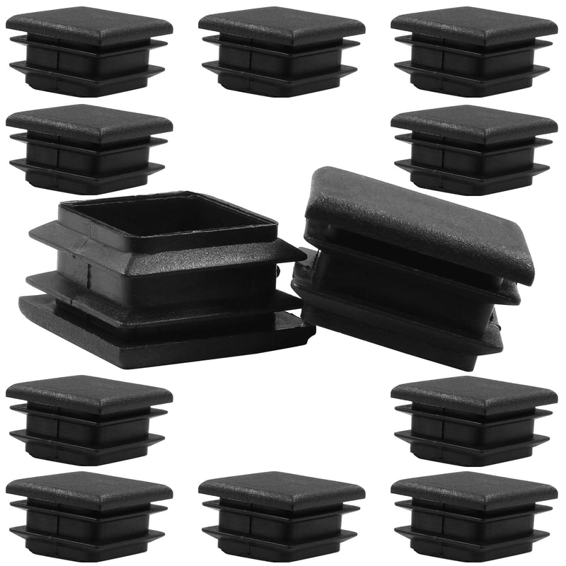 12 Pack 1 Inch (25mm) Square Plastic Plug, Square End Caps, Square Plastic End Caps Tubing Post End Cap for Square Tubing Post, Chairs and Furniture 12