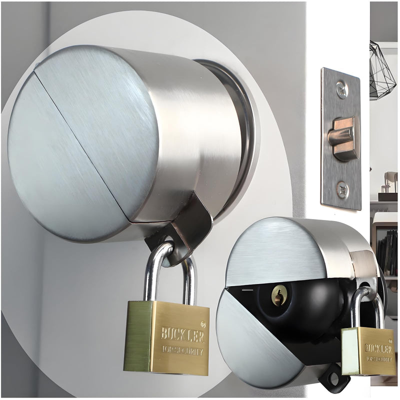 Door Knob Lock Cover & Door Knob Cover Lock – Dementia Safety Locks for Knob Lock & Door Padlock, Door Knob Lockout Device for Dementia Locks for Doors,Bright Silver Padlock Anti-Kickout Black