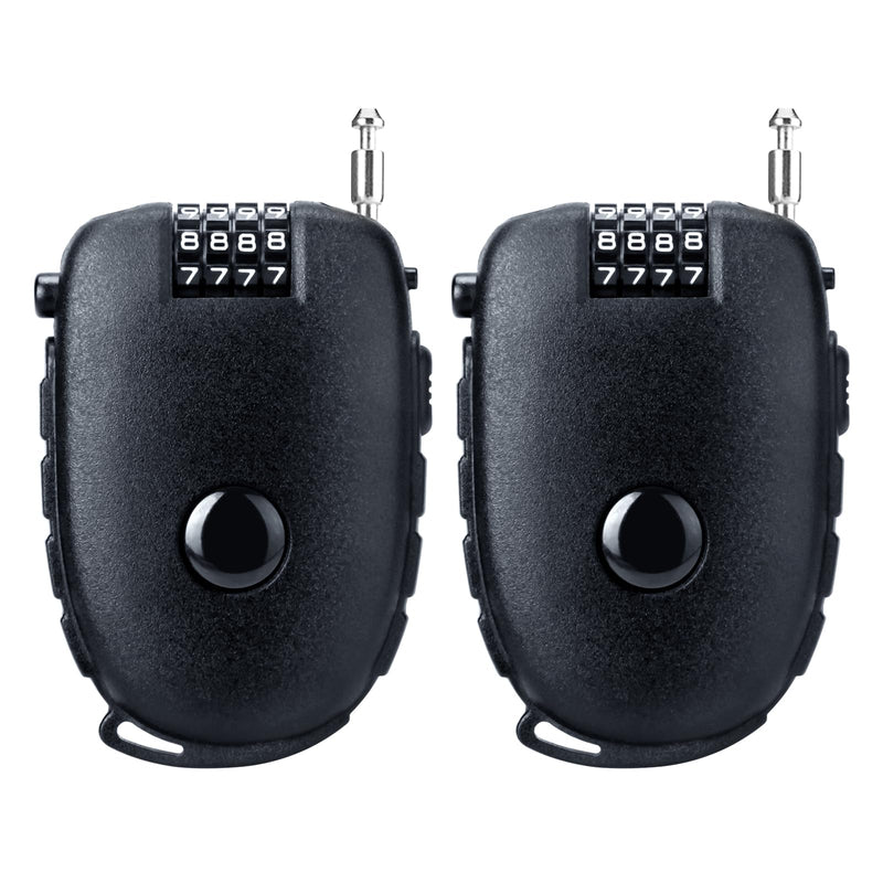 Motorcycle Helmet Lock, 4 Digit Combination 27.5 Inch Retractable Cable Lock for Snowboard, Bike Luggage Backpack Scooter Suitcase Ski, Small Multi-Function Secure Lock for Travel, Black 2 Pcs