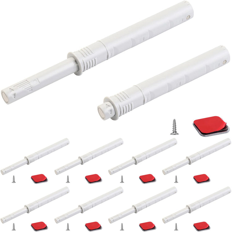 4.21" Push to Open Cabinet Hardware CBRIVE 10 Pack Push Latch & Lock for Hidden Door Touch Latches and Catch Push Release Drawer Pull Tip on RV Closet Close Strong Pop Out, White 4.21in - 10 Pack