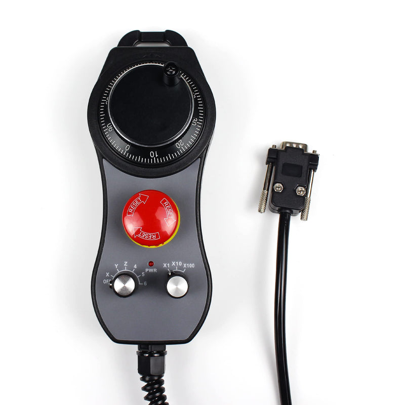 RATTMMOTOR CNC Electronic Handwheel, 6 Axis CNC Handwheel MPG Pendant 25100CPR 5-12V with Emergency Stop Manual Pulse Generator DB15 Interface for CNC Router Engraver Milling Lathe Machine