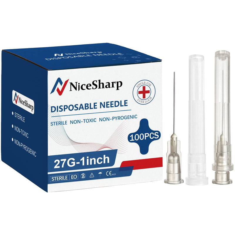100PCS 27Ga 1 inch (25mm) Needle Lab Accessories, Refilling Inks,Individually Packaged 27G 1 inch