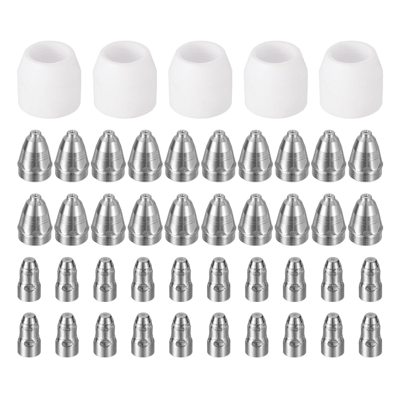 HARFINGTON 45pcs P80 Plasma Cutter Nozzle Electrodes and Shroud Cup Consumables Kit, 1.5mm Nozzle Tip