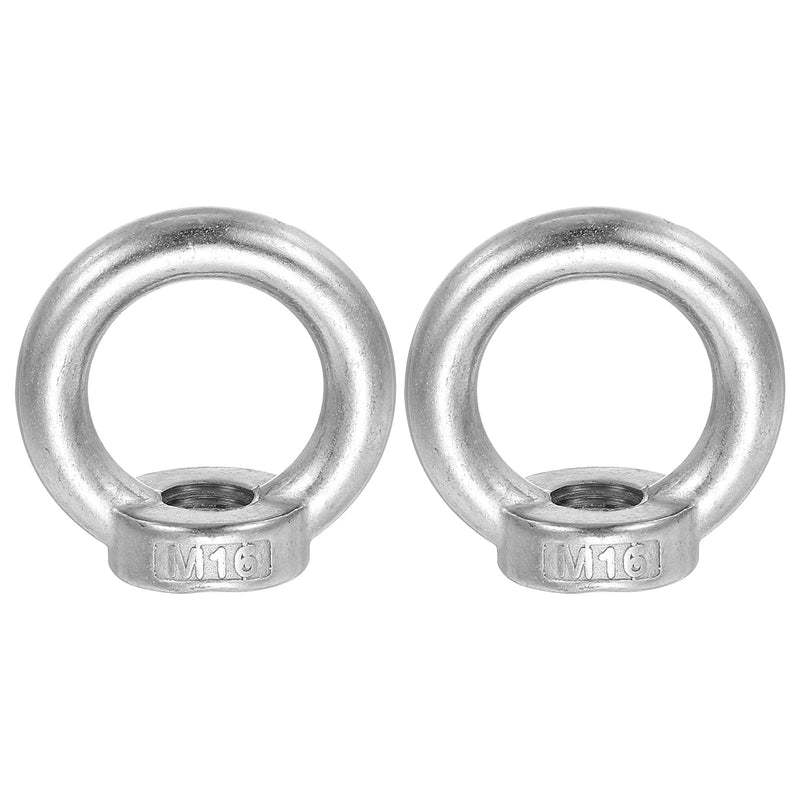 MECCANIXITY 2 Pcs M16 Lifting Eye Nut Stainless Steel Ring Shape Female Thread Nuts Fastener