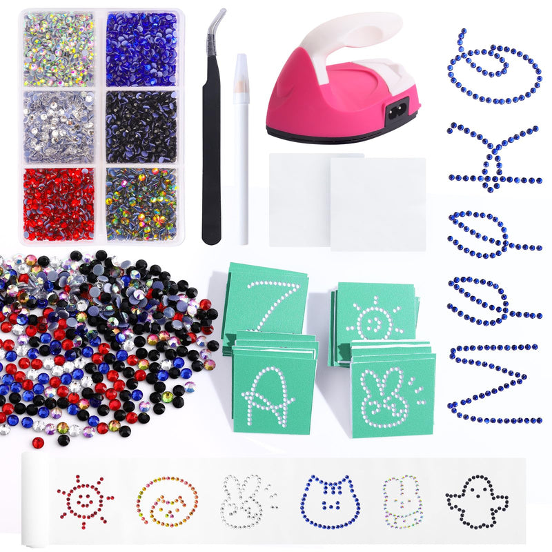 MYYKO Hotfix Rhinestone Applicator Iron Kit Art DIY Template with 4320 pcs Mixed Color Hotfix Rhinestones,Heat Fixed Machine Iron Set for for Clothes, T-Shirt, Hat,Fabric,Cardstock, Leather Art Deco