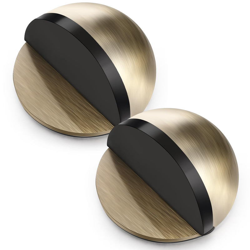 2 Pcs Self Adhesive Door Stoppers, Stainless Steel Floor Door Stop Wall Protector, Half Dome Floor Gate Block for Living Room, Bedroom, Bathroom, Office (Bronze) 2 Bronze