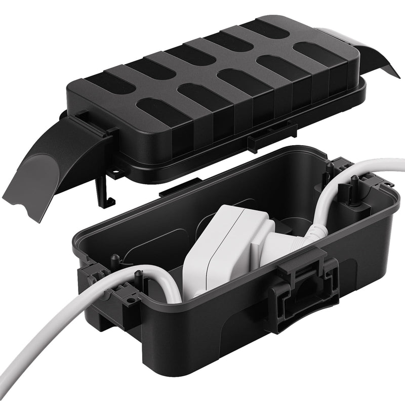 Flemoon Outdoor Electrical Box Waterproof with Detachable Shield Covers, IP55 Waterproof Extension Cord Cover for Plug, Outlet, Halloween, Christmas String Lights, Weatherproof Connection Box, Black 1