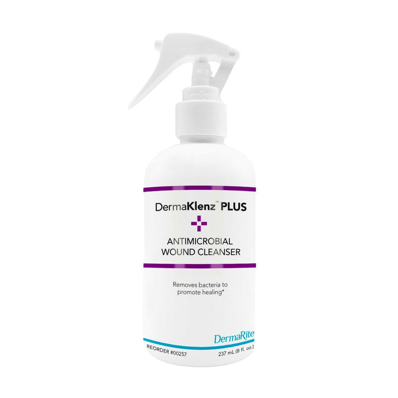 DermaRite's DermaKlenz PLUS Wound Cleanser - Rinse-Free Gentle Cleansing, Helps Clear Wound Debris, Promotes Healing with HOCL - Spray Bottle, 8 oz., 1 Count