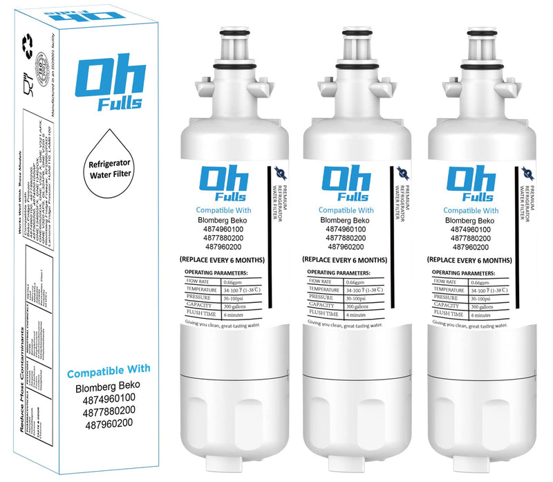 3-Pack Water Filter Replacement 4874960100, Removes Organics, Particulates, Improves Taste, Reduces Odor