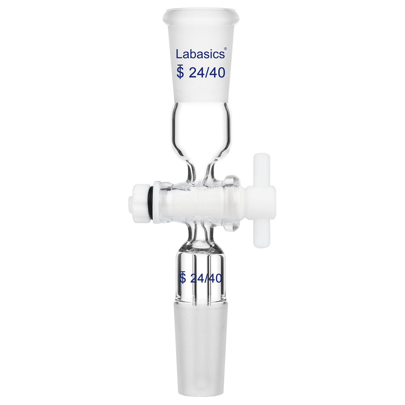 Labasics Vacuum Flow Control Adapter, Borosilicate Glass with PTFE Stopcock, Dual 24/40 Joints for Laboratory Distillation and Gas Control, Chemical Resistant Adapter for Precise Flow Regulation 24/40 Joint