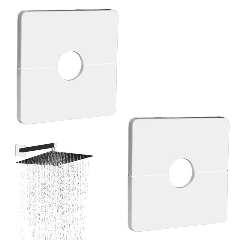 Molain 2 Pcs Escutcheon Plate Wall Split Flange, 22mm/0.87in ABS Wall-Mounted Water Pipe Flange Cover, Self-Adhesive Square Plumbing Cover Plates for Kitchen Shower Head Toilet(White) White