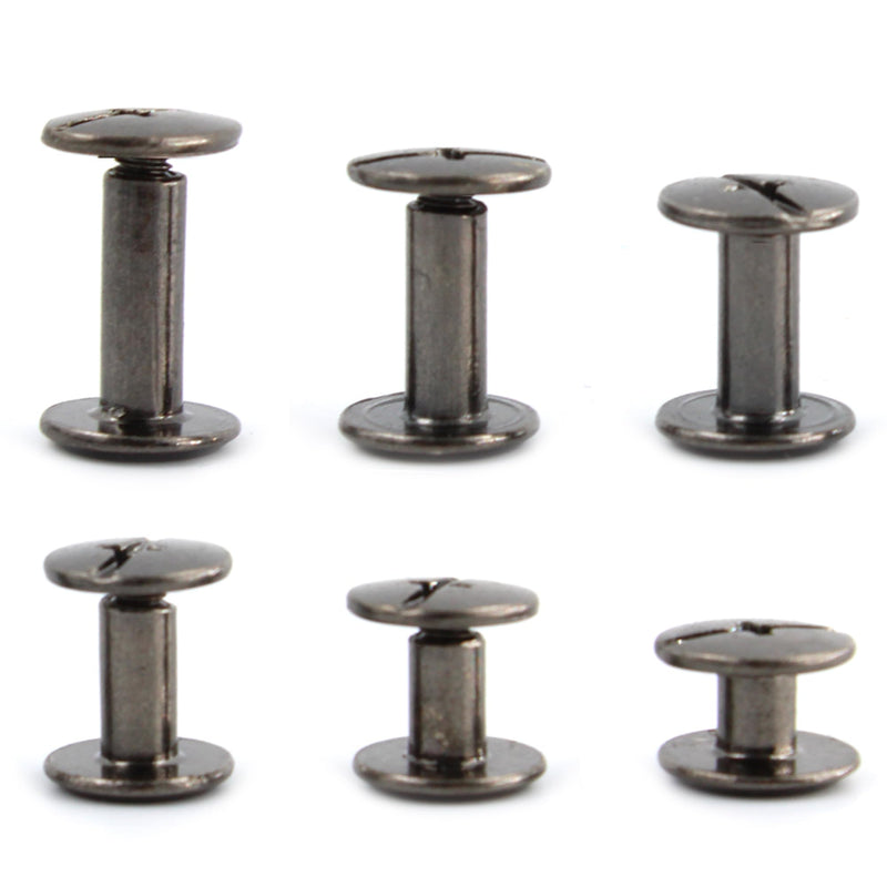 120 Sets Chicago Screws Assorted Kit, 6 Sizes Screw Rivets, Leather Rivets Kit for DIY Leather Craft Bookbinding (M4*4,5,6,8,10,12) (Gun Black) Gun Black
