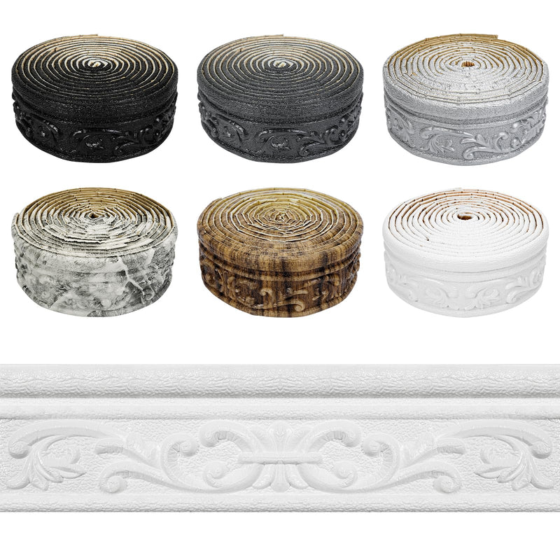 Wallpaper Border 180" x 3.1" Peel Stick Foam Molding Trim Self Adhesive, Crown Molding Wallpaper Border Flexible, 3D Wall Edging Lines Foam Baseboard, Wall Base Moulding Trim for Home DIY Decoration White 3.1" x 180"