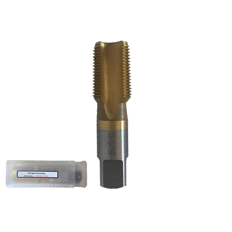 NPT Tap Pipe Thread,High Speed Steel Cobalt-Titanium Coating,Inch Straight Flute Taps – NPT Threading Tools for Pipe Work DRINYOUNG (Straight NPT1") Straight NPT1"