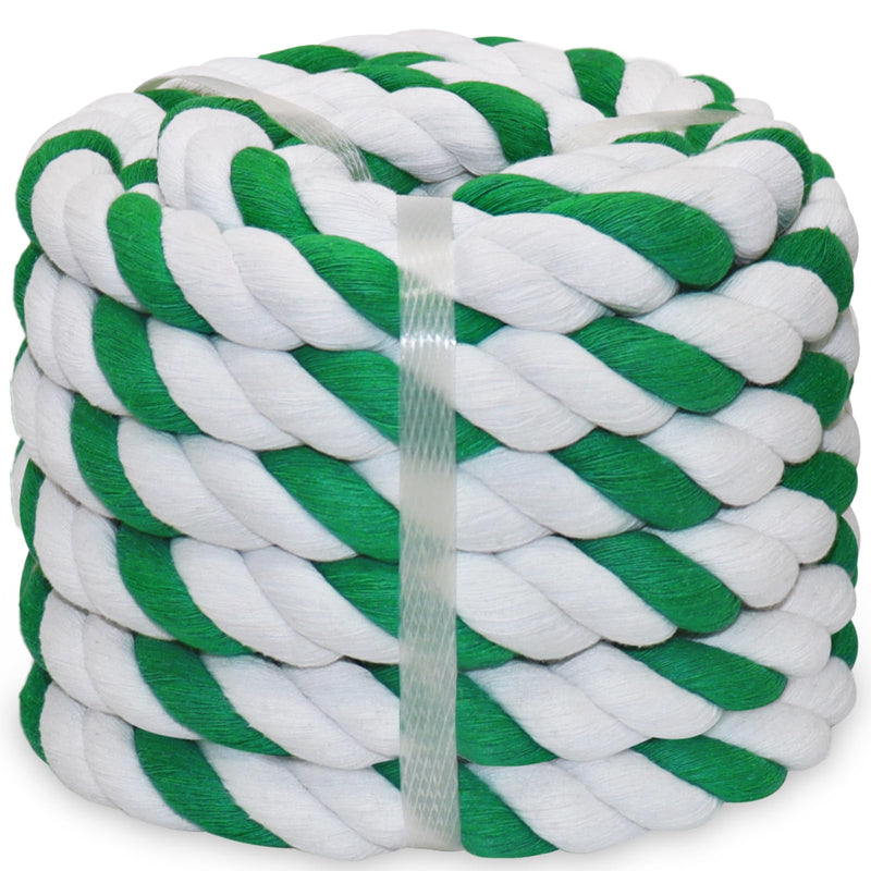 Green and White Cotton Rope 1 Inch x 25 Feet Natural Twisted Cotton Rope 3 Strand Tug of War Rope for Swing,Garden, Home Decor,Indoor&Outdoor Sports,St. Patrick’s Day 1 in x 25 ft Green White