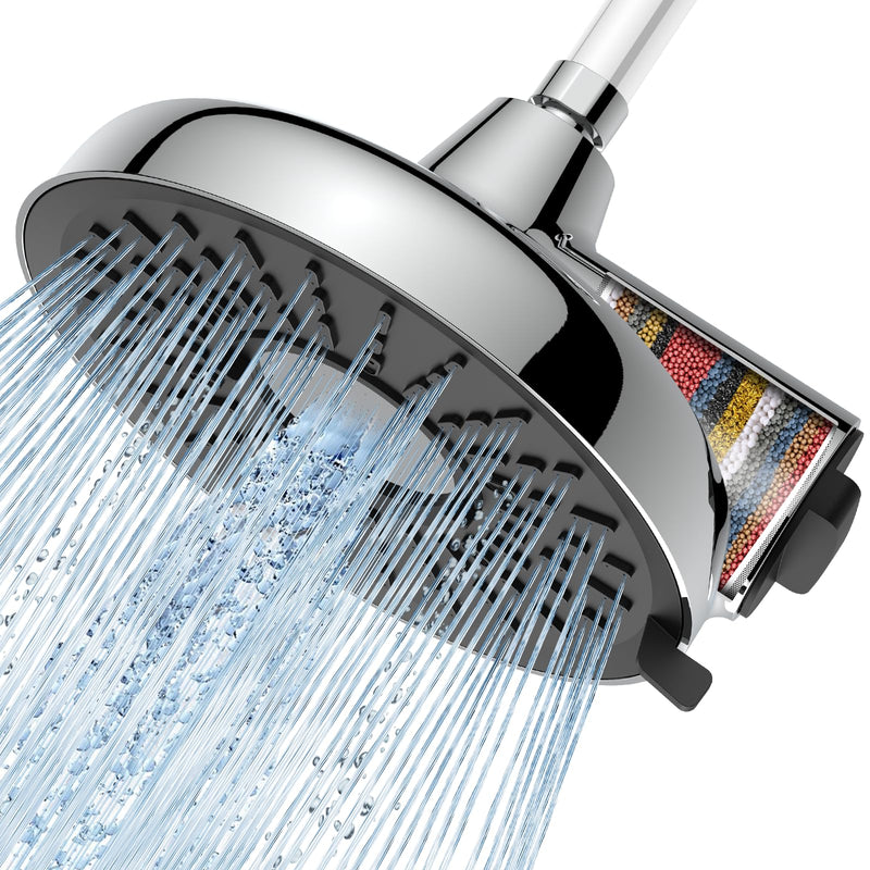 Filtered Shower Head - 8 Inches High Pressure Fixed Rain Showerhead with Filter - Dermatologists Recommend It to Soften Hard Water and Prevent Hair and Skin Problems-filtro para ducha de baño(Chrome) Pulished Chrome