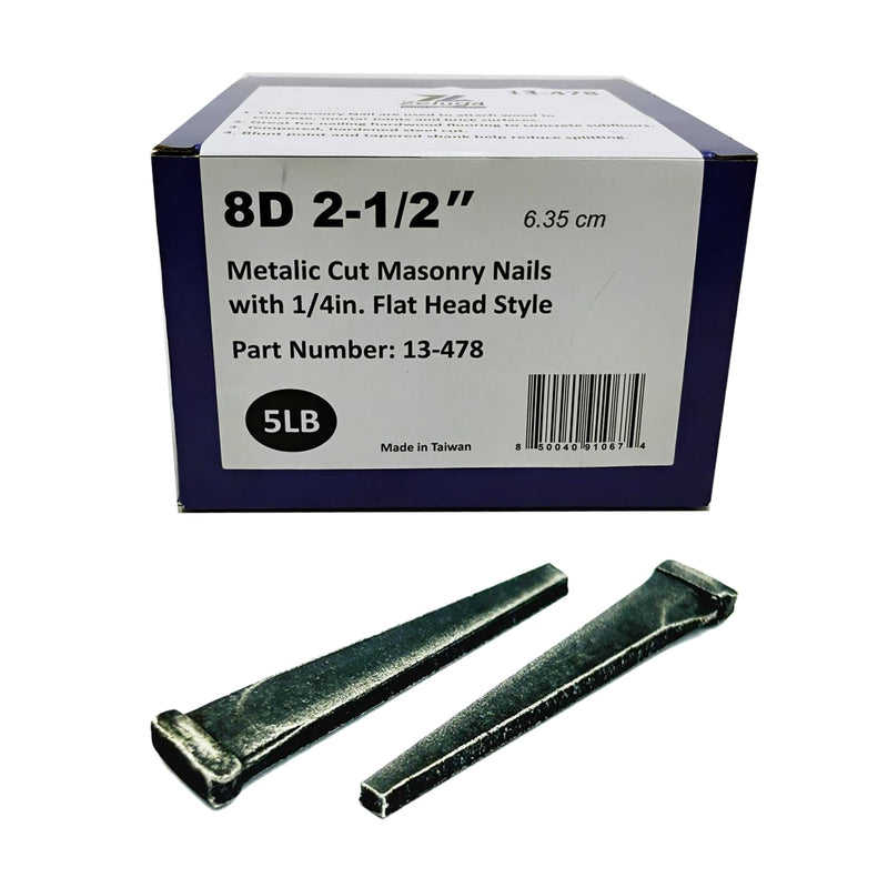 13-477 2.5in. - 8d Metalic Cut Masonry Nails with 1/4in. Flat Head Style - 1LB 1 Pounds
