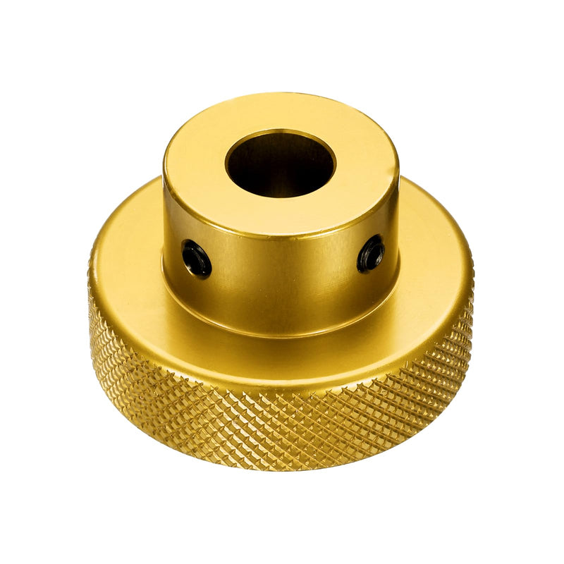 uxcell Anodization Aluminum Alloy Handwheel 8mm Bore 40mm OD Knurled Knob Turning Handle with Wrench for Milling Machine Lathe Slide Displacement Platform, Gold Tone 8mm-40mm