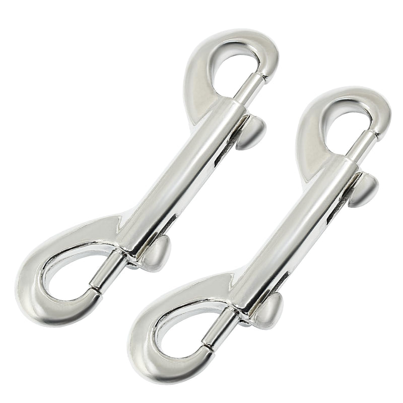 Waziaqoc 2 PCS Double Ended Bolt Snap Hook, 3.5 Inch Zinc Alloy Hook Metal Clips, Heavy Duty Trigger Chain Clips for Key Chain Dog Leash Horse Pet Sling Feed Buckets