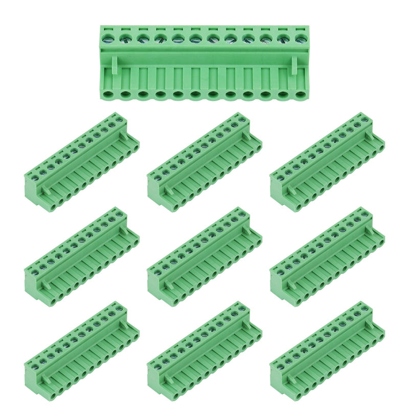 10 pcs 12 Pin 5.08mm Pitch Pluggable PCB Angle Screw Terminal Block Plug Connector Socket Panel Mount DIY (5pcs 12P) 10pcs 12P 5.08mm