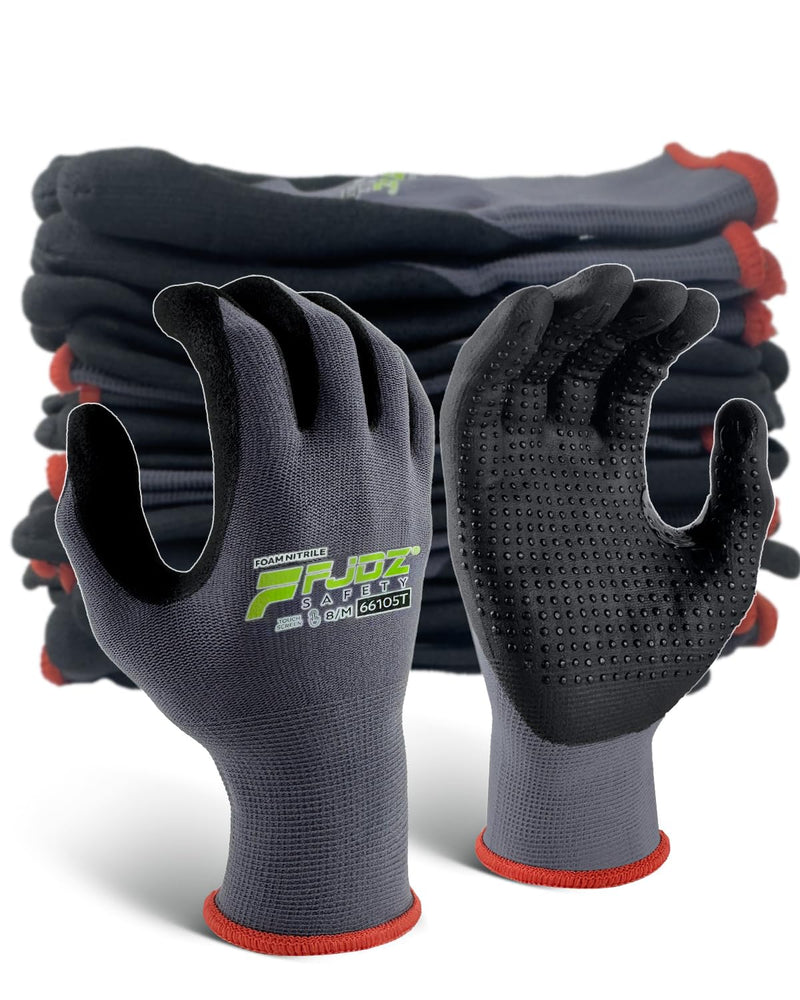 Work Gloves MicroFoam Nitrile Coated,12 Pairs Ultra-light Breathable Touchscreen Seamless Knit Nylon Glove Medium Extra Grip