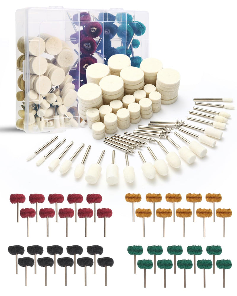 140 PCS Polishing Kit for Dremel, Abrasive Buffing Wheels Polishing Bits for Rotary Tool Accessories with 1/8 Inch Shank, Sanding Kit for Metal, Resin, Wood Watch, Jewelry, Aluminum and Brass with Box - NewNest Australia