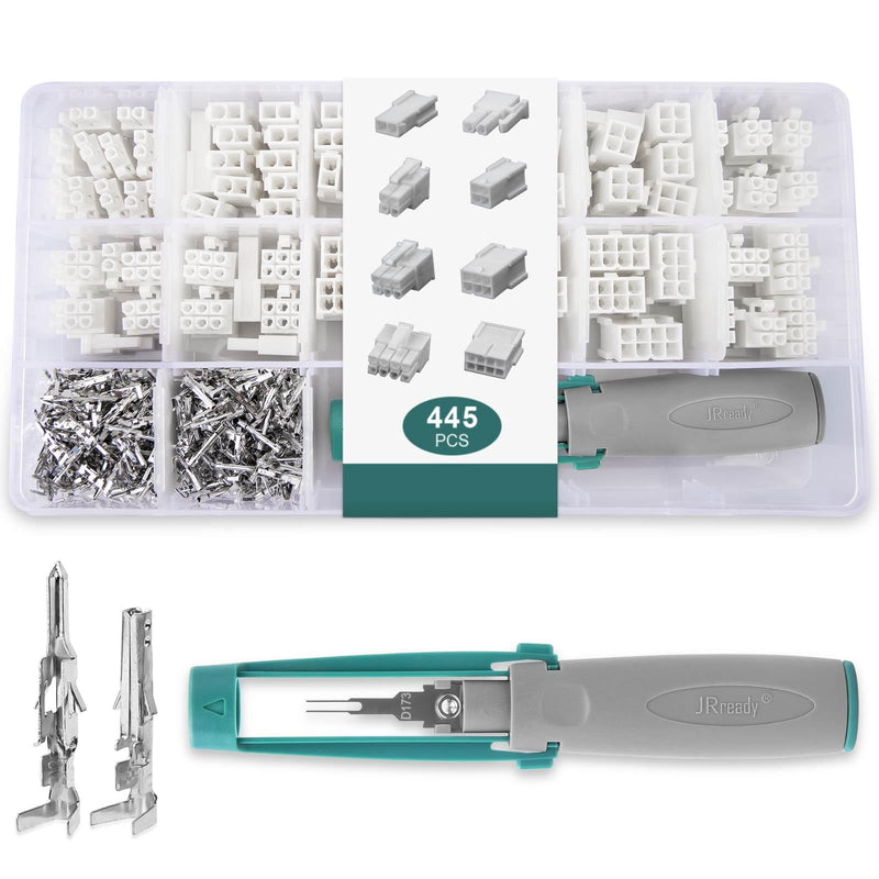 JRready ST6490 Dual Row 2 4 6 8 Pin Connector kit,w/Terminal Pin 18-24 AWG,Molex Extraction Tool,Compatible with Molex Mini-Fit Jr. Connector,4.2mm Pitch,Free Hanging Free Hanging