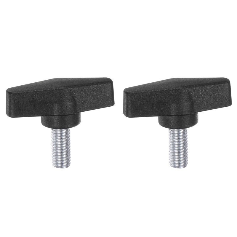 HARFINGTON 2pcs Tee Wing Knobs M10 x 20mm Metric Male Threaded Stud 55mm T Head Plastic Knob Handles Thumb Screws Hand Clamping Tightening Knob Grip Thumbscrew, Black M10 x 20mm x 55mm
