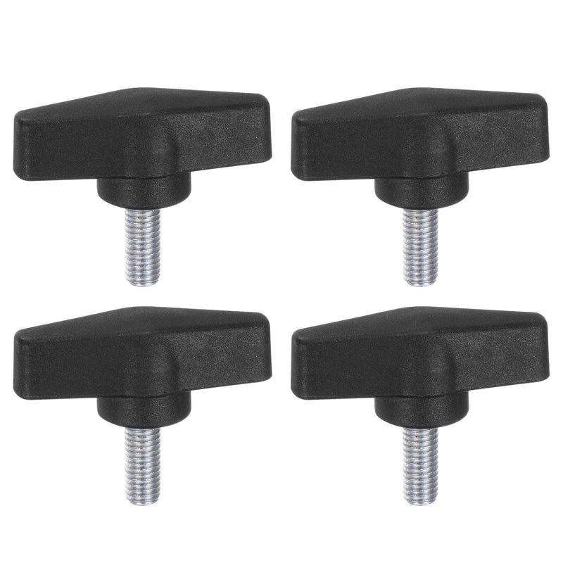 HARFINGTON 4pcs Tee Wing Knobs M8 x 20mm Metric Male Threaded Stud 55mm T Head Plastic Knob Handles Thumb Screws Hand Clamping Tightening Knob Grip Thumbscrew, Black M8 x 20mm x 55mm
