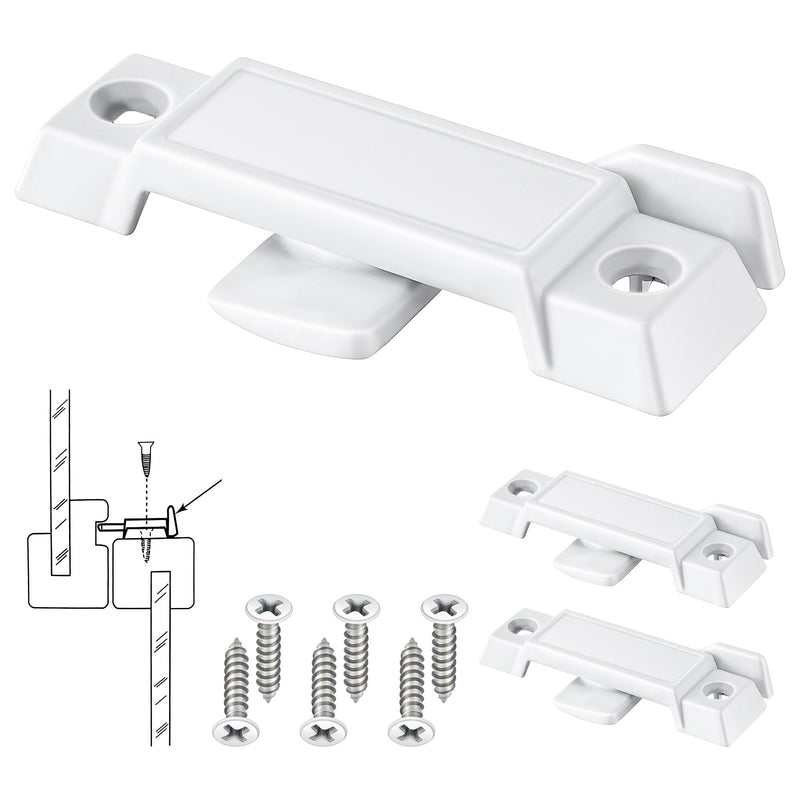 Saillong 3 Pack Sash Lock for Vertical and Horizontal Sliding Windows Replacement for F 2590, Replace Broken Sash Locks for Additional Home Security, 2-1/4” Mounting Hole Centers (White) White