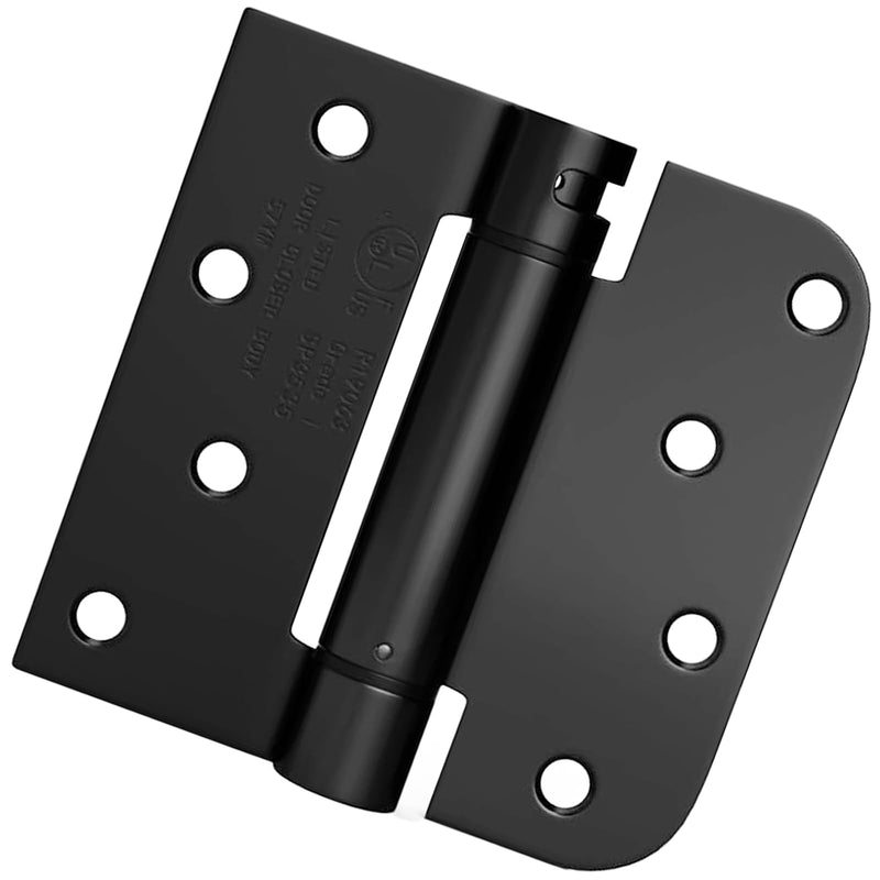 Haidms 6 Pack Self Closing Door Hinges 4 Inch Matte Black Spring Hinge with 5/8'' & Square Radius Corner Adjustable Tension Spring Loaded Hinges for Residential & Heavy-Duty Door Hardware Matte Black-square&5/8''