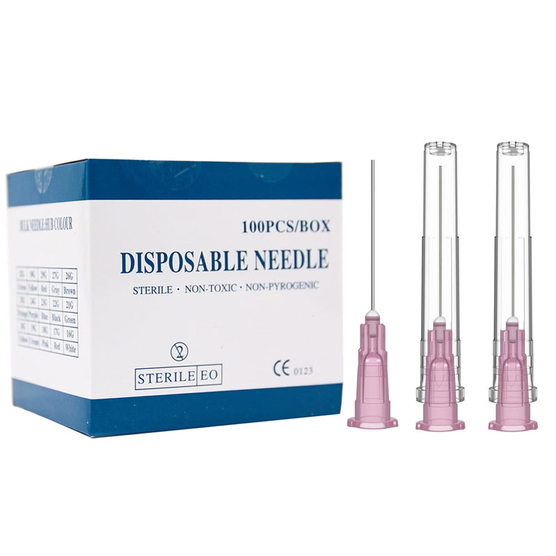 100 Pack 18 Gauge 1 inch Needle, Luer Lock Industrial Dispensing Accessories, Individual Package 18Ga-1 inch