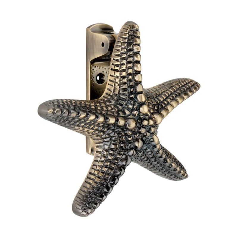 Infinity Decor Solid Brass Antique Starfish Door Knocker 155mm in Antique Brass Finish for Front Door Furniture