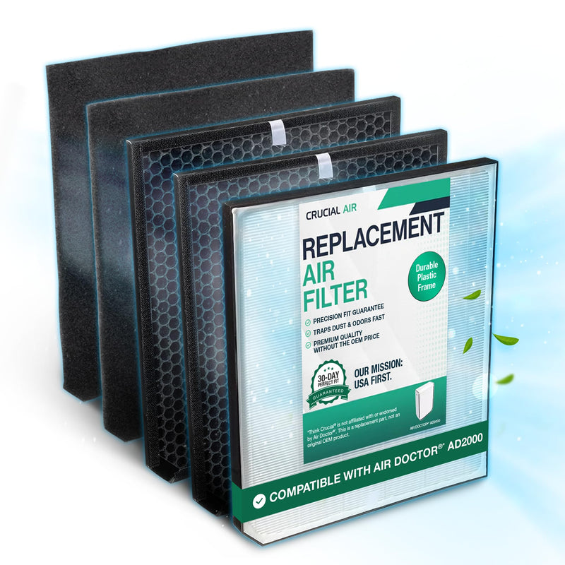 Air Purifier Filter Replacement – Compatible with Air Doctor AD2000 – Includes 1 Efficient Air Filter and 2 Carbon Filters + 2 Pre Filters - Third party-product