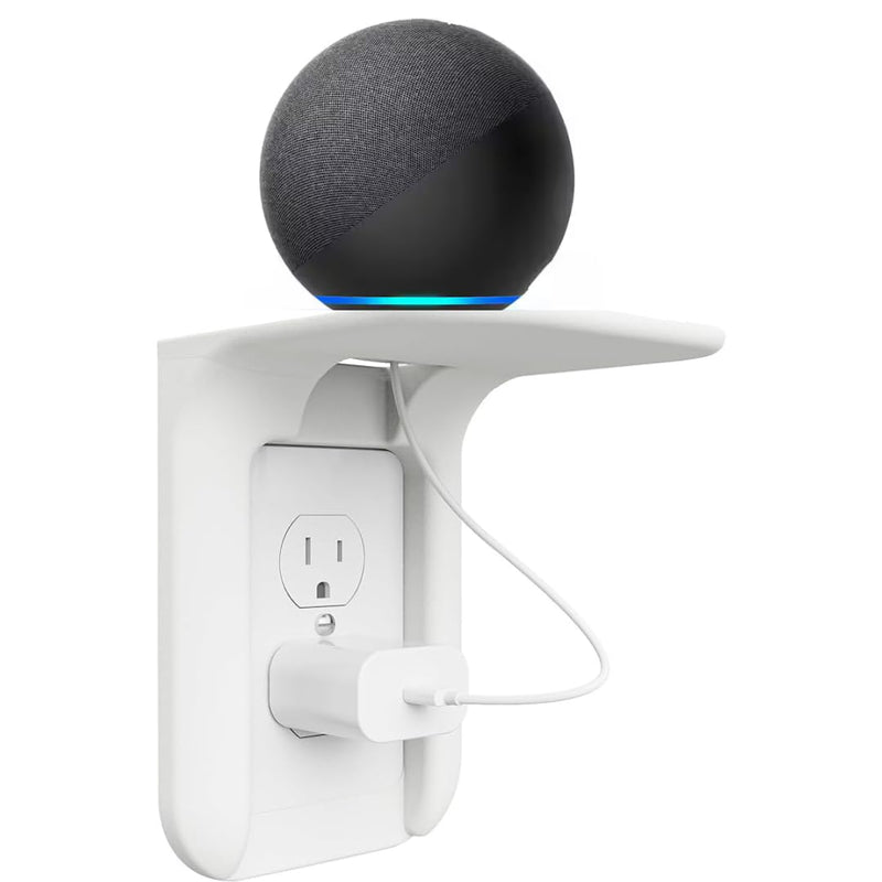 Wall Outlet Shelf Mount – Space-Saving Bathroom Organizer for Alexa, Toothbrushes and Power Tools. Supports upto10lbs, Renter-Friendly, Perfect for Bathroom Essentials & Home Décor.