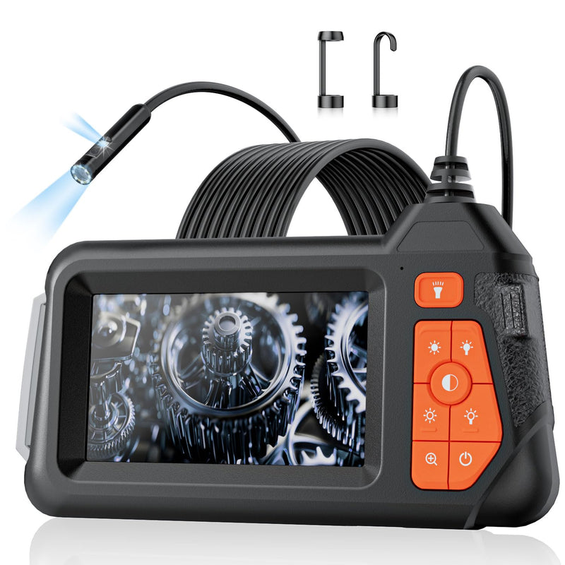 Endoscope Camera with Light: Borescope Inspection Camera - Dual Lens Industrial Endoscope Camera - 1080P HD Flexible Waterproof Bore Scope for Plumbing Automotive Sewer Orange
