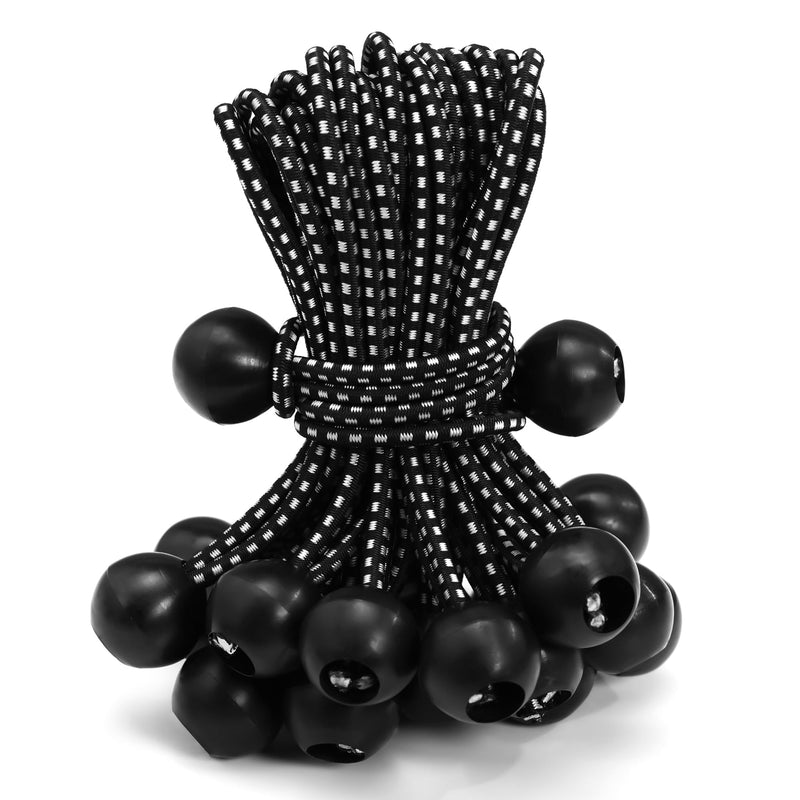 Ball Bungee Cords 8 inch - 25 Pack Bungee Cord with Balls - Tarp Bungee Cords with Balls for Tarp, Camping, Canopygo, Fixed Lines and Hoses - UV Resistant Bungee Balls 8 in x 25Pcs