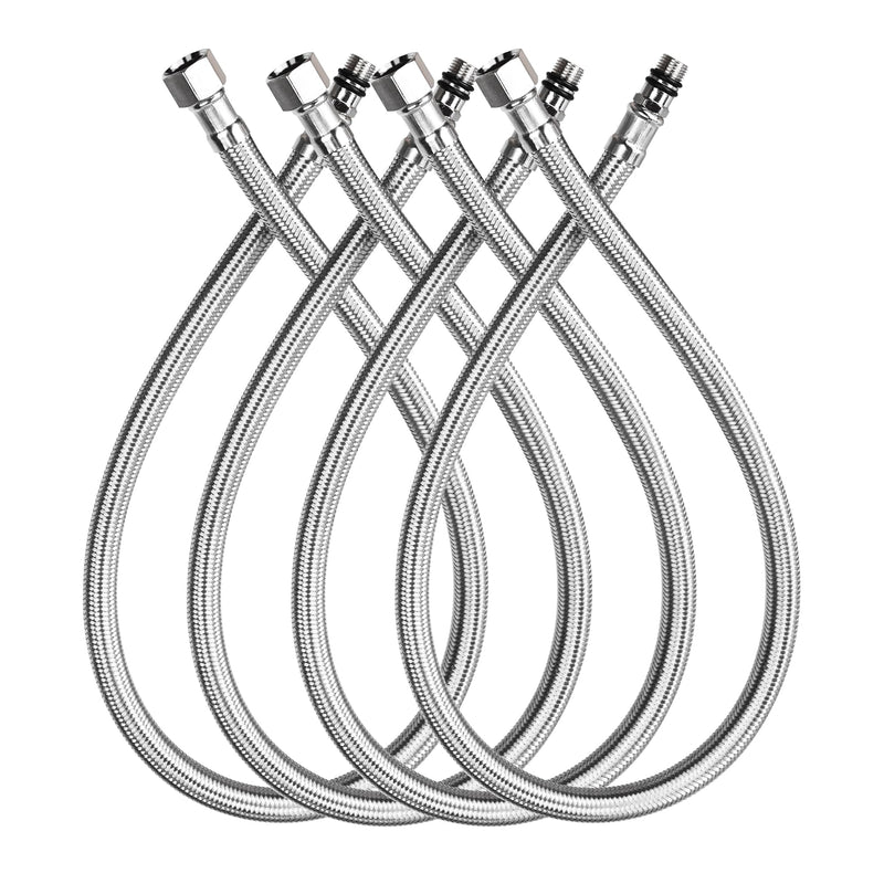 4 Pcs Bathroom Faucet Hose Connector Braided Supply Hose 3/8-Inch Female Compression x M10 Male Connector 304 Stainless Steel Kitchen Sink Faucet Connection (12 inch) 12 Inch
