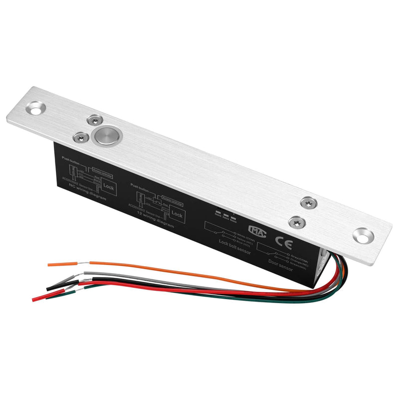 Electric Drop Bolt Lock Deadbolt Fail-Safe NC Mode 12V DC for Narrow Door Access Control System Fail Safe