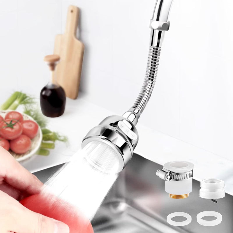 Faucet Sprayer Attachment，Kitchen Faucet Head Replacement 360° Rotatable 3-Speed Faucet Extender with Universal Aluminum Adapter for Kitchen Sink Long